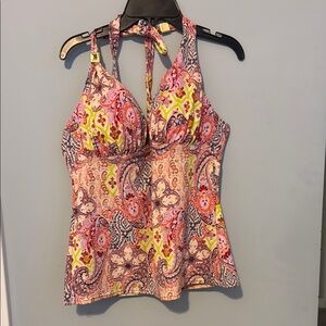 Victoria's Secret Pink and Yellow Bustier Swim Tank Top